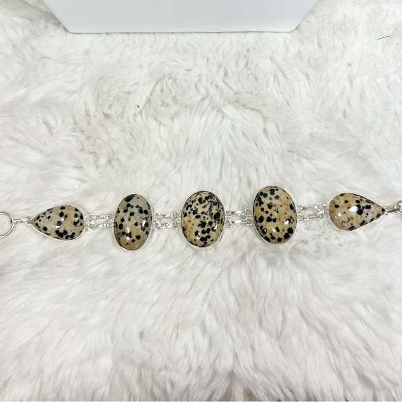 Dalmatian Jasper 925 Gemstone Pendant & Bracelet - Picture 3 of 7